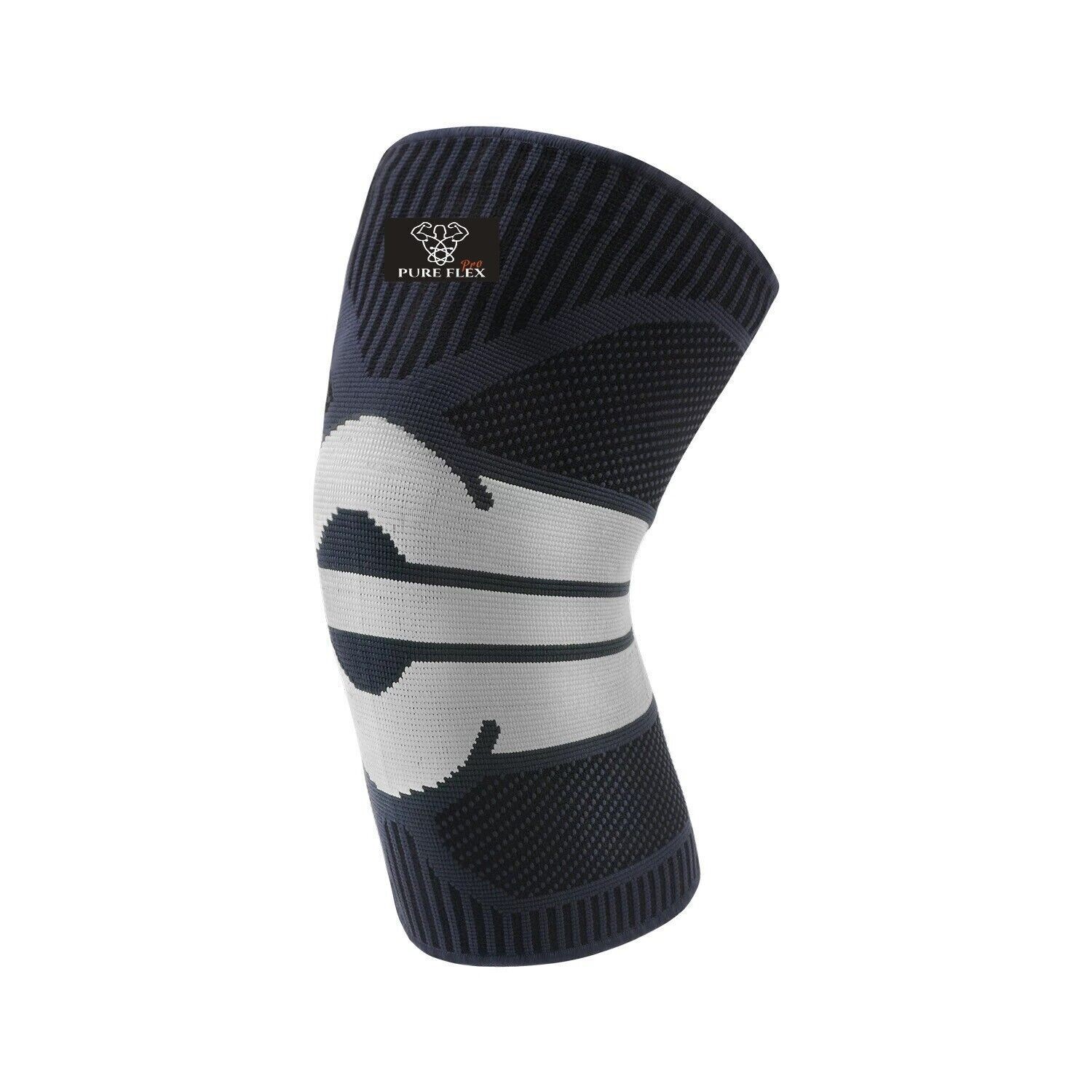 Knee Brace Compression Sleeve Support Sports Recovery ACL LCL MCL Black/Grey M