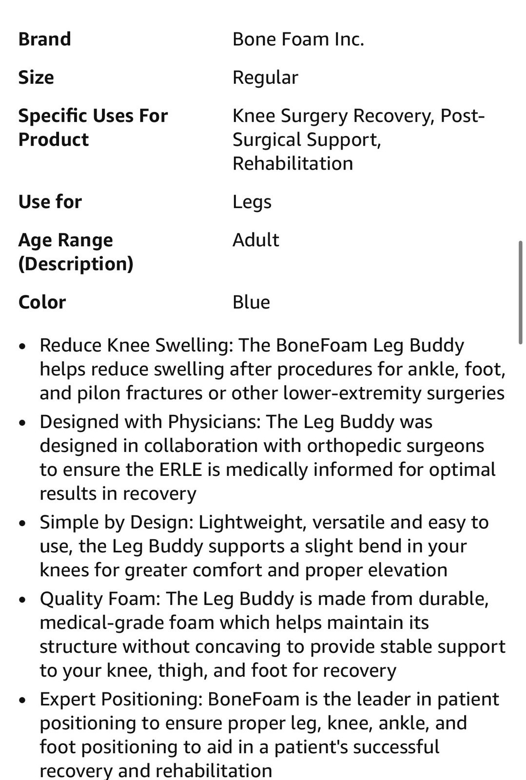 Leg Buddy Heel Cut | Post-Op Elevation Pillow for Leg, Ankle, Knee Surgeries