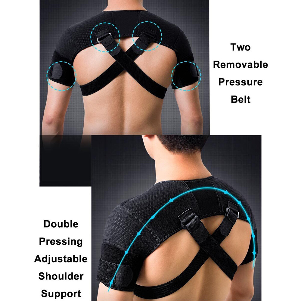 Double Shoulder Brace Rotator Cuff Support Pain Relief Adjustable Shoulder Wrap