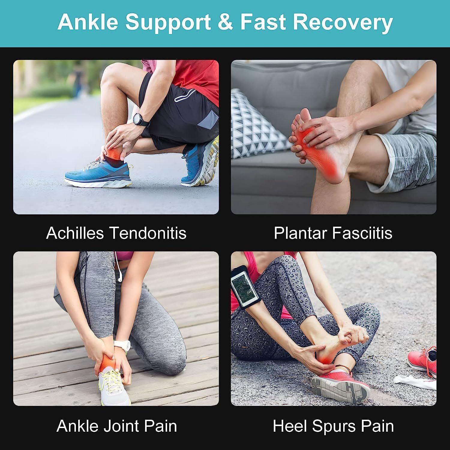 Copper Infused Ankle Support Compression Sleeve for Pain Relief Sprained Ankle–