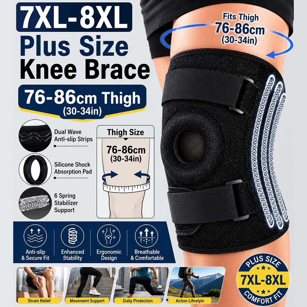 Knee Brace XL-8XL Compression Adjustable Patella Support Running Walking Large