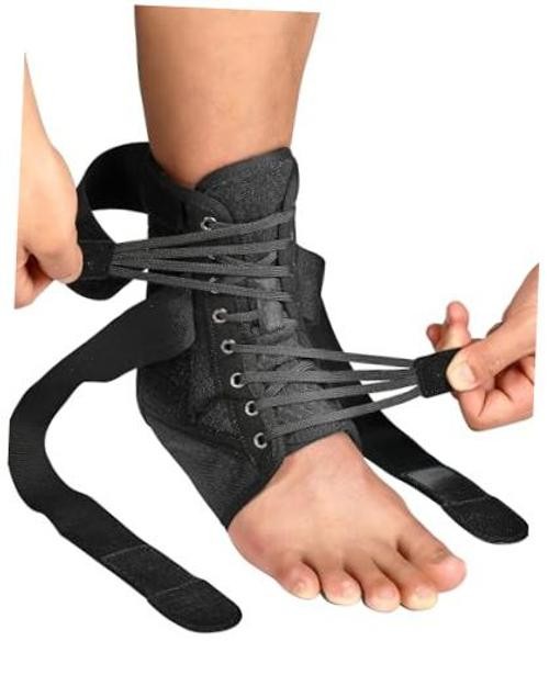 Quickace Up Ankle Brace for Women Men with Removable Side L Black Stripes