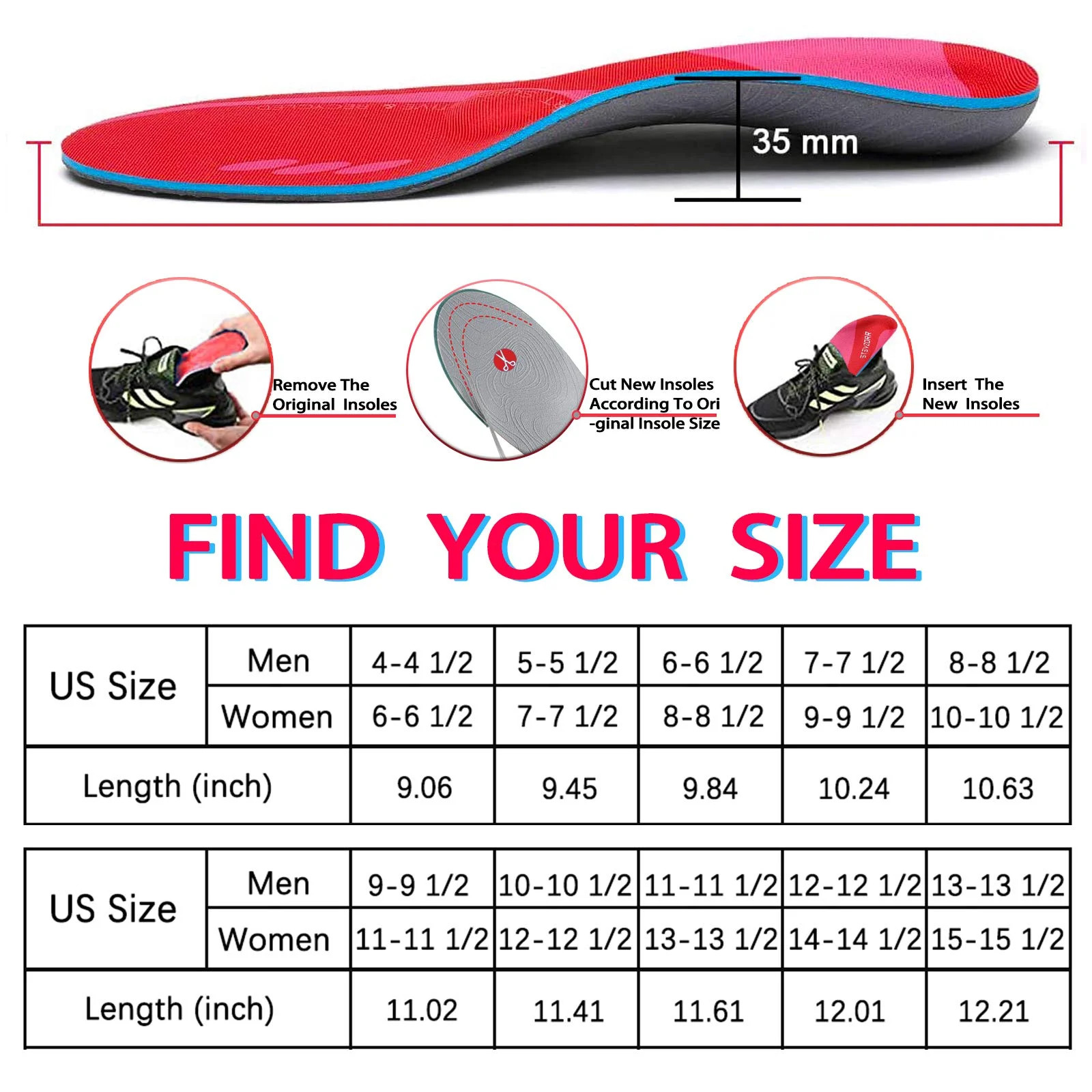 Arch Support Orthopedic Sport Insole Plantar Fasciitis Flat Feet Men Women