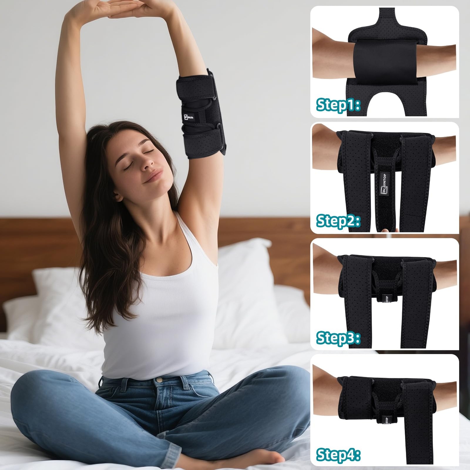 Elbow Brace for Ulnar Nerve Entrapment, Adjustable Elbow Splint w/ 4 Removabl…