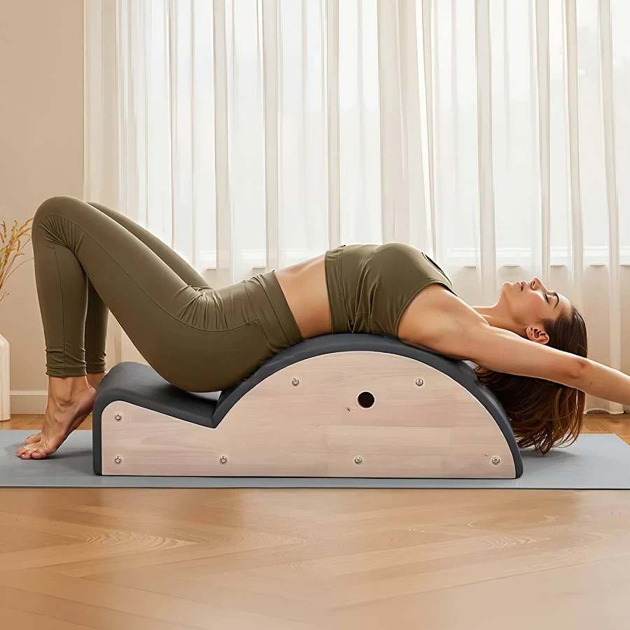 Pilates Spine Corrector Solid Wood Posture Corrector Reformer Wedge Fitness Gray