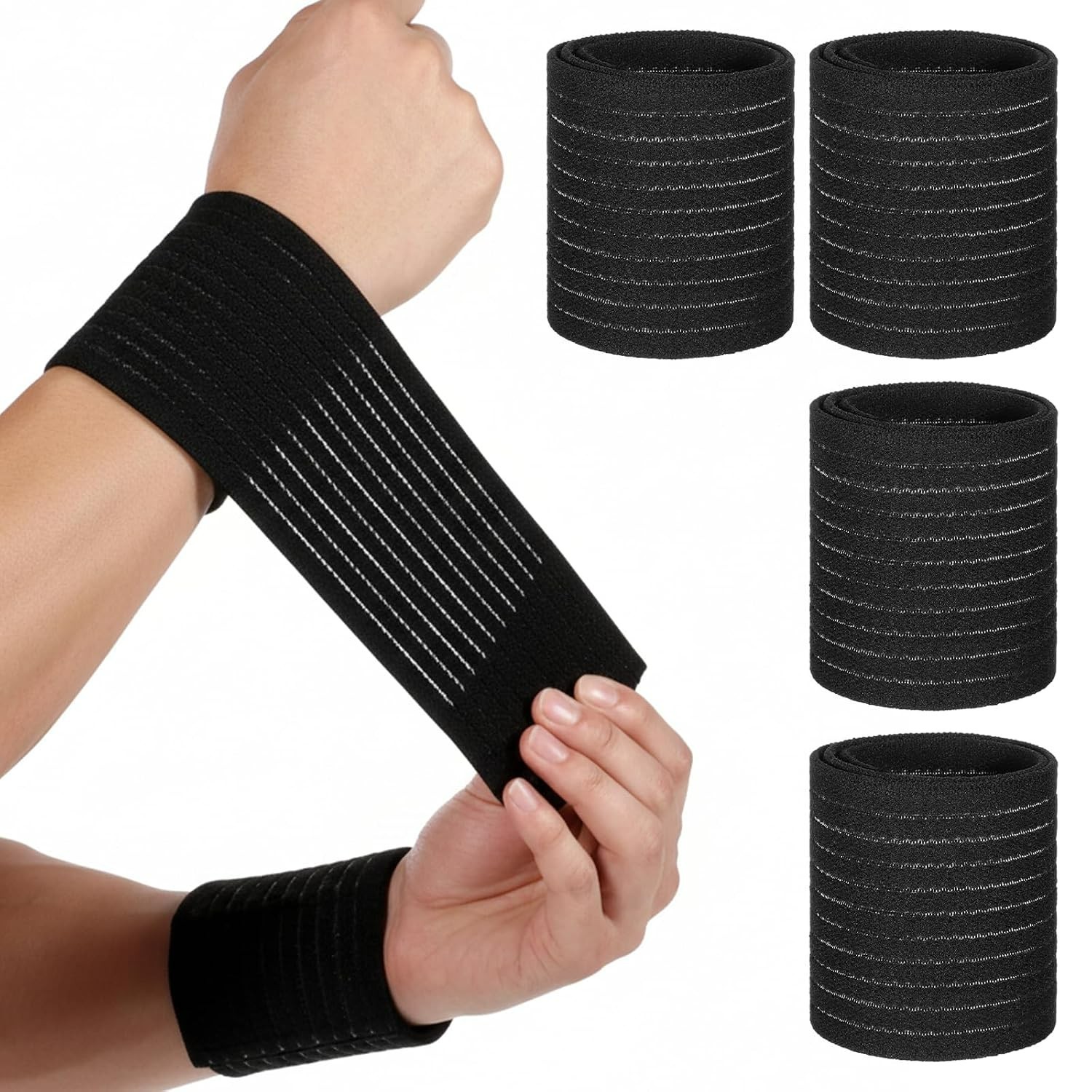 4Pcs High-Elastic Breathable Wrist Supports – Ideal for All Sports Activities