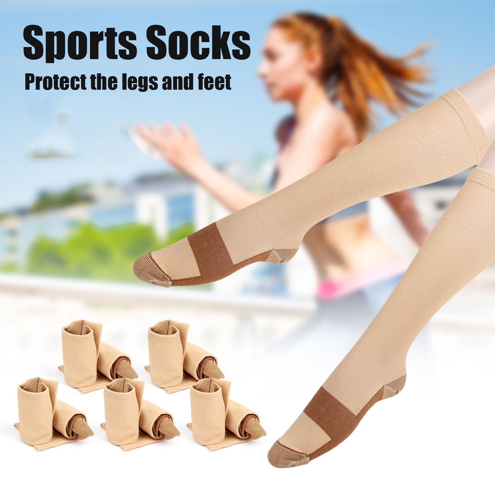5 Pairs Compression Support Socks 20-30mmHg Graduated Mens Womens S M L XL XXL