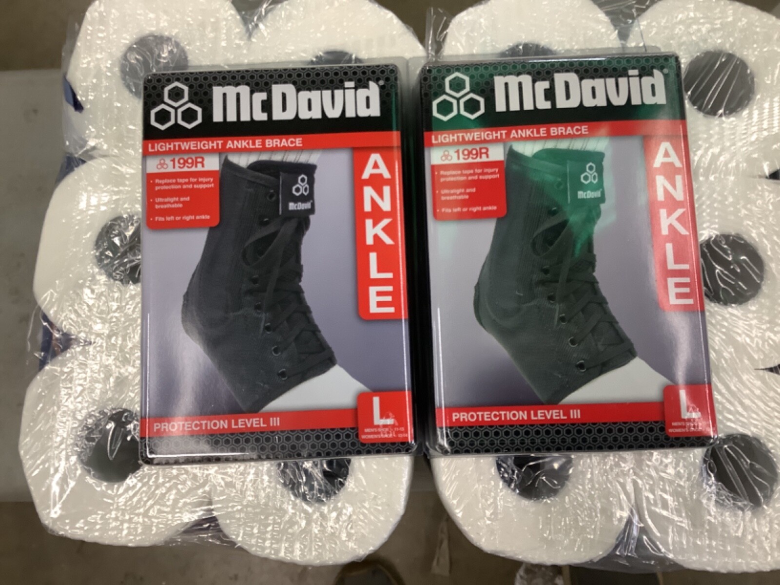 2-New McDavid UltraLight Weight Ankle Brace 199R Protection III Size Large L