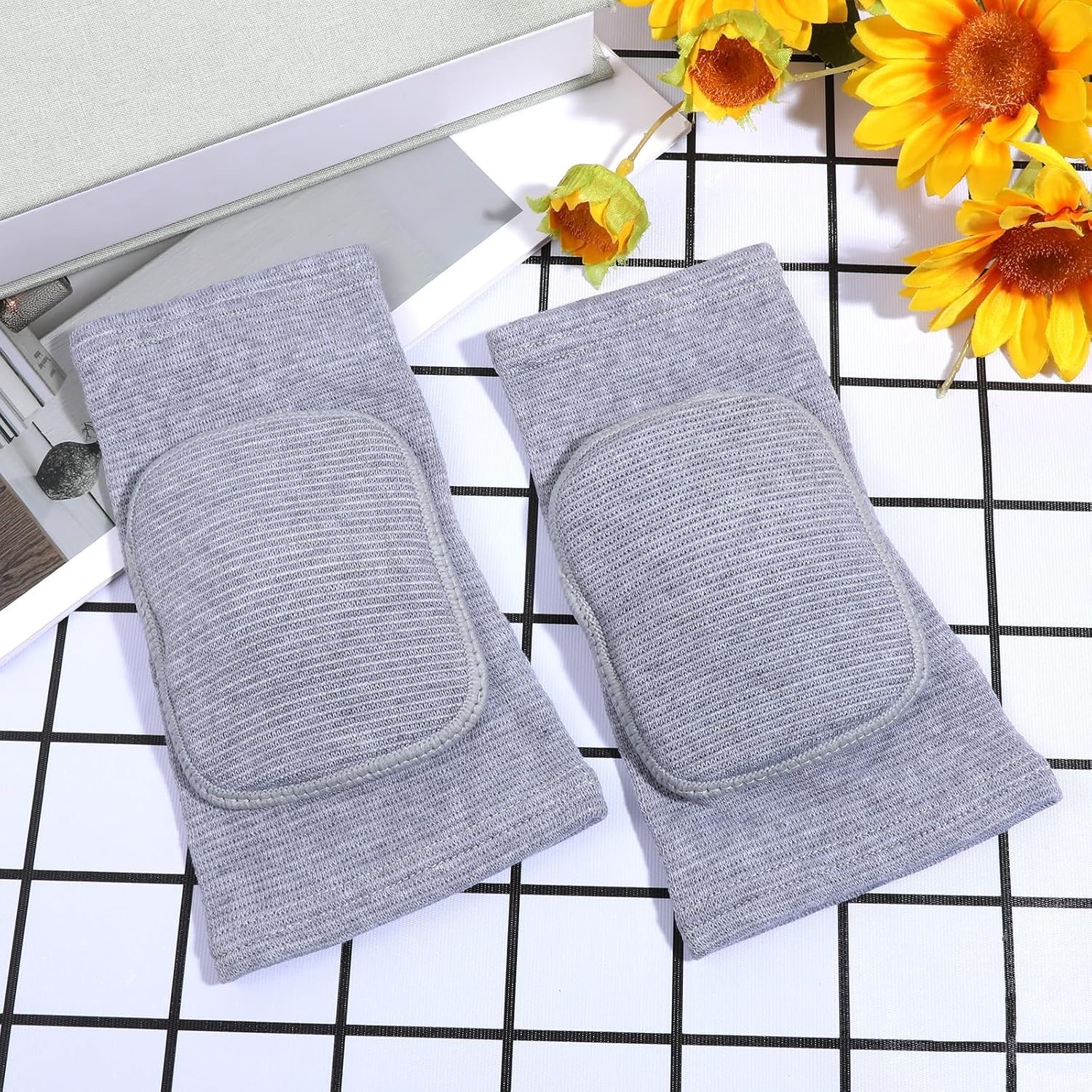 1 Pair Elbow Pads with Thicken Sponge Pad, Grey Breathable Protective Volleyb…