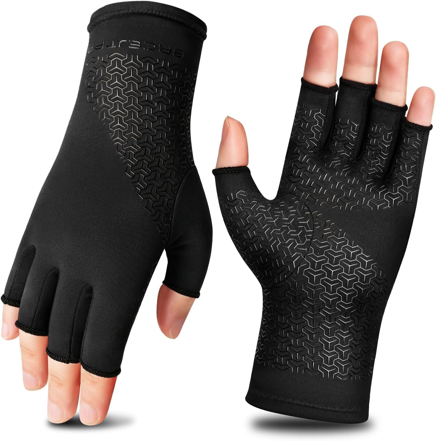 Arthritis Gloves for Women Men, Fingerless Compression Gloves – S | 23% LYCRA Fi