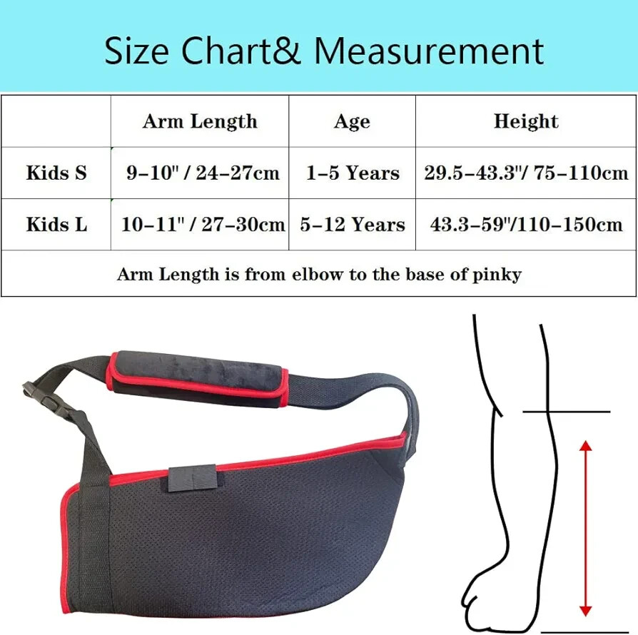 Soft Foam Arm Sling Black for Shoulder Kids, L ages 5 – 12