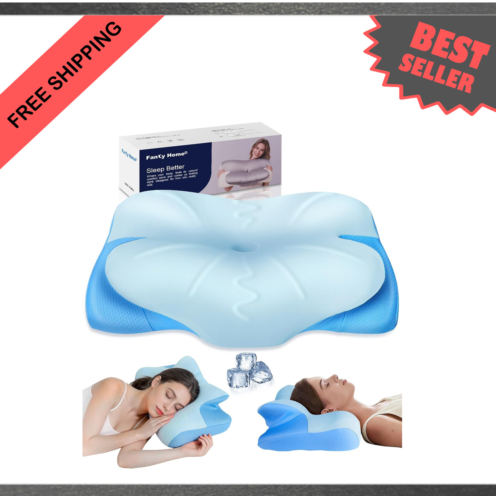 Cervical Pillow Support Memory Foam Contour Adjustable Neck Pillow for Side Back