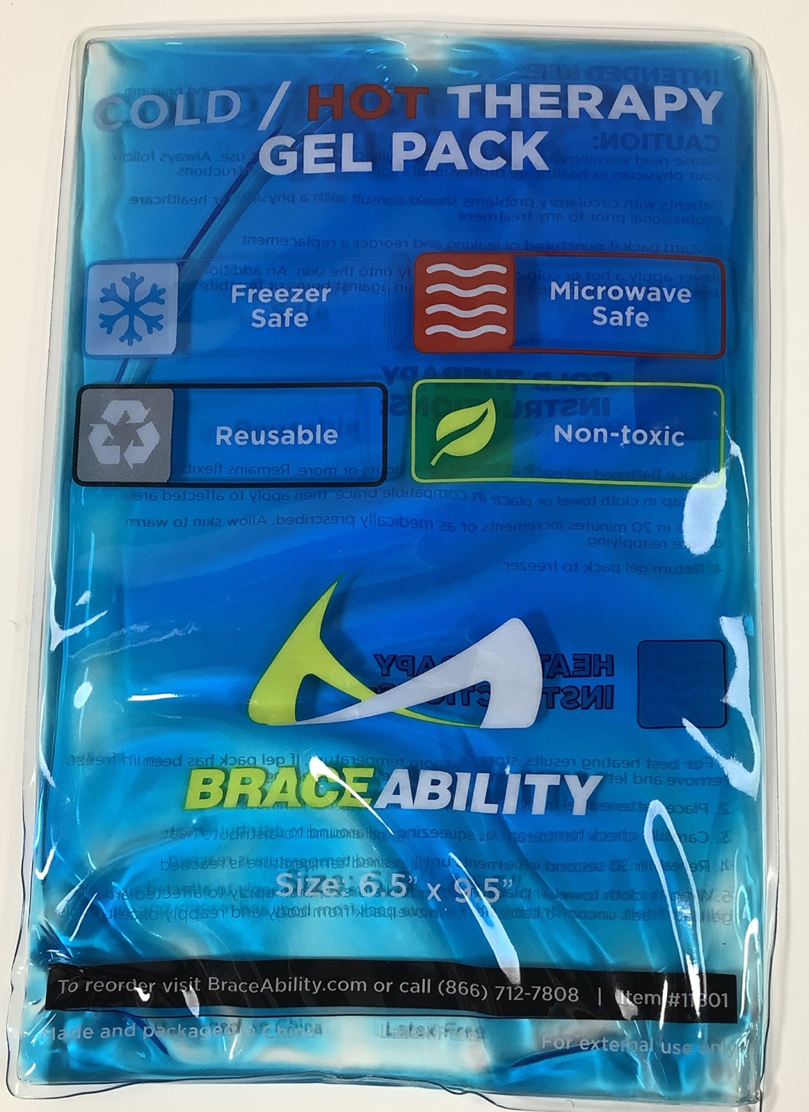 BraceAbility LSO Back Brace 3XL Rigid Spine Support Hot Cold Gel Pack