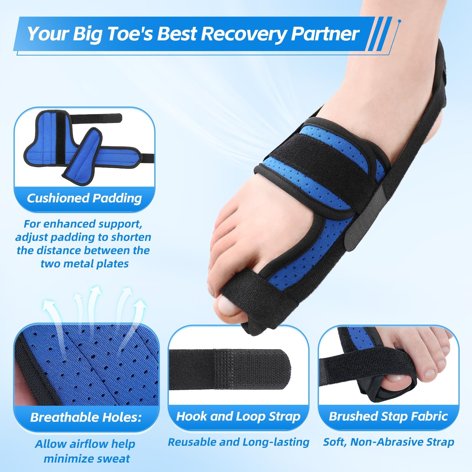 Big Toe Brace Splint for Broken Turf Toe, Fracture, Arthritis, Sprains, Support
