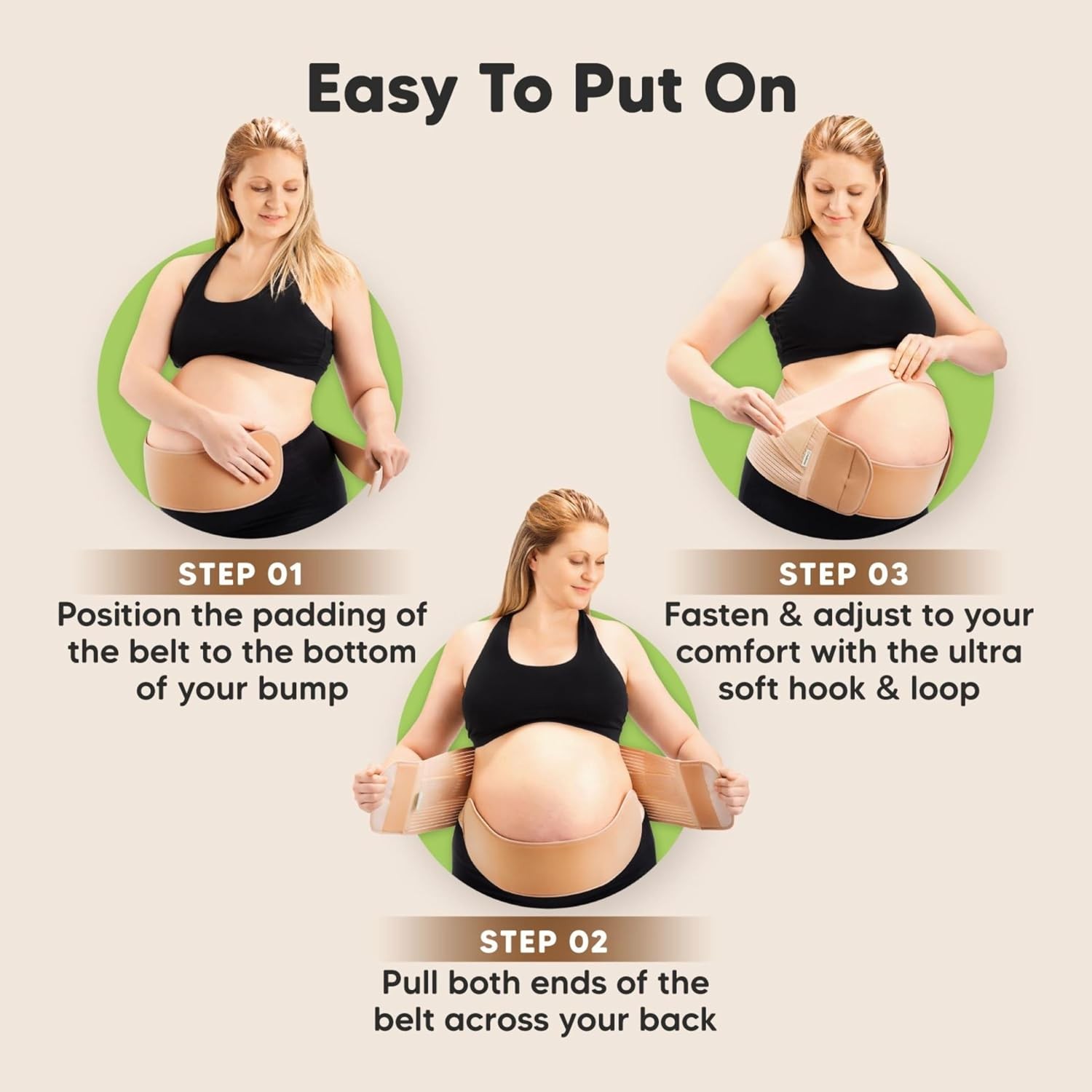 Pregnancy Belly Support Bands for Pregnant Women Classic Ivory 2in1 One Size