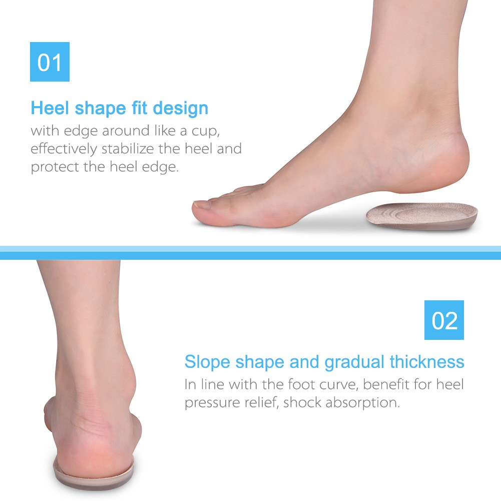 2 Pairs Gel Heel Lifting Insoles Cushion Foot Protector Shoe Pad Foot Care T DSO