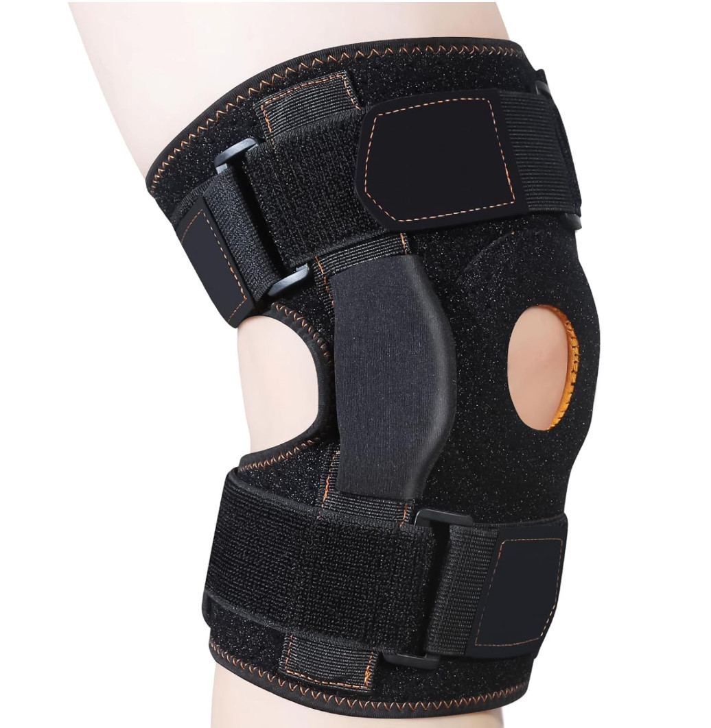 Hinged Knee Brace with Side Stabilizers ROM Knee Support Adjustable Support