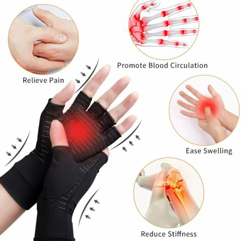 2 Pairs Copper Arthritis Compression Gloves Hand Support Joint Pain Relief USA