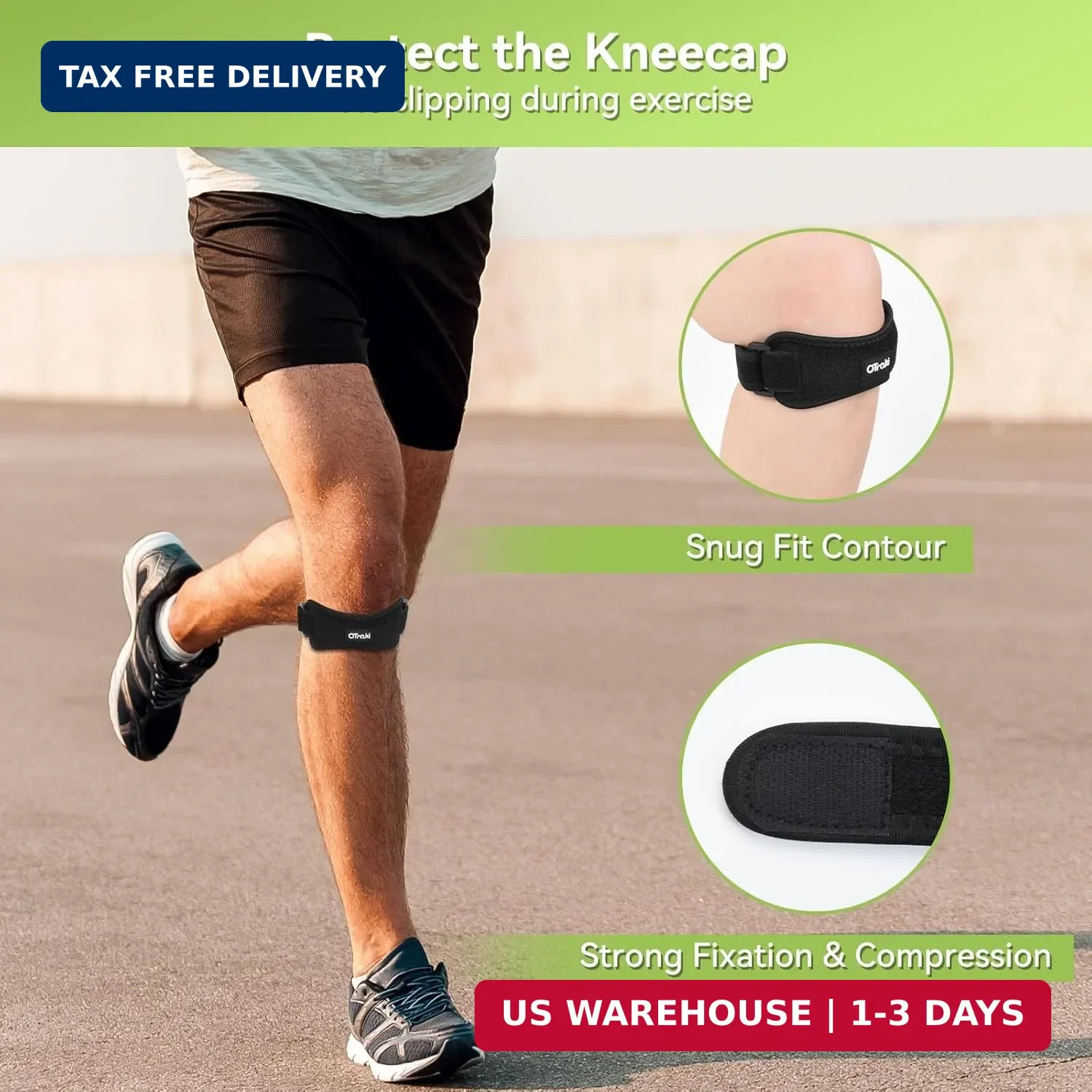 2 Pack Sports Patella Tendon Knee Strap, Lightweight Men Women Patella Knee Brac