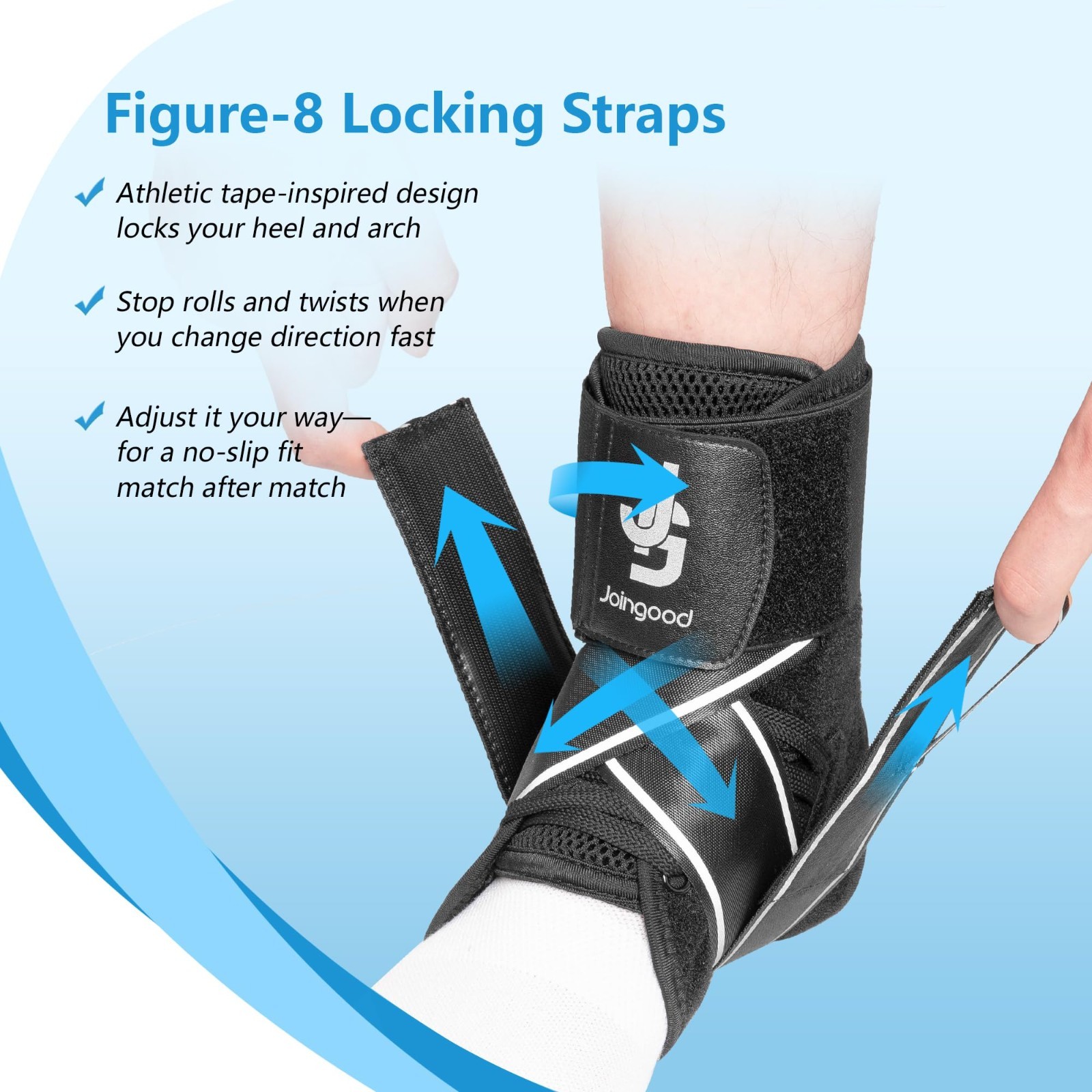 Ankle Brace with Quick-Lace System, Side Stabilizers & Reflective Strap – Suppor