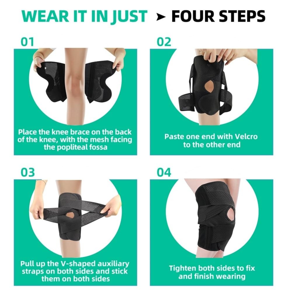 Malloraned Knee Brace for Women Men,Meniscus Support X-Large, Black