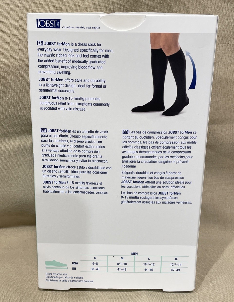 Jobst For Men Compression Knee Socks 8-15 mmHg Therapeutic Supports Casual Ribbe