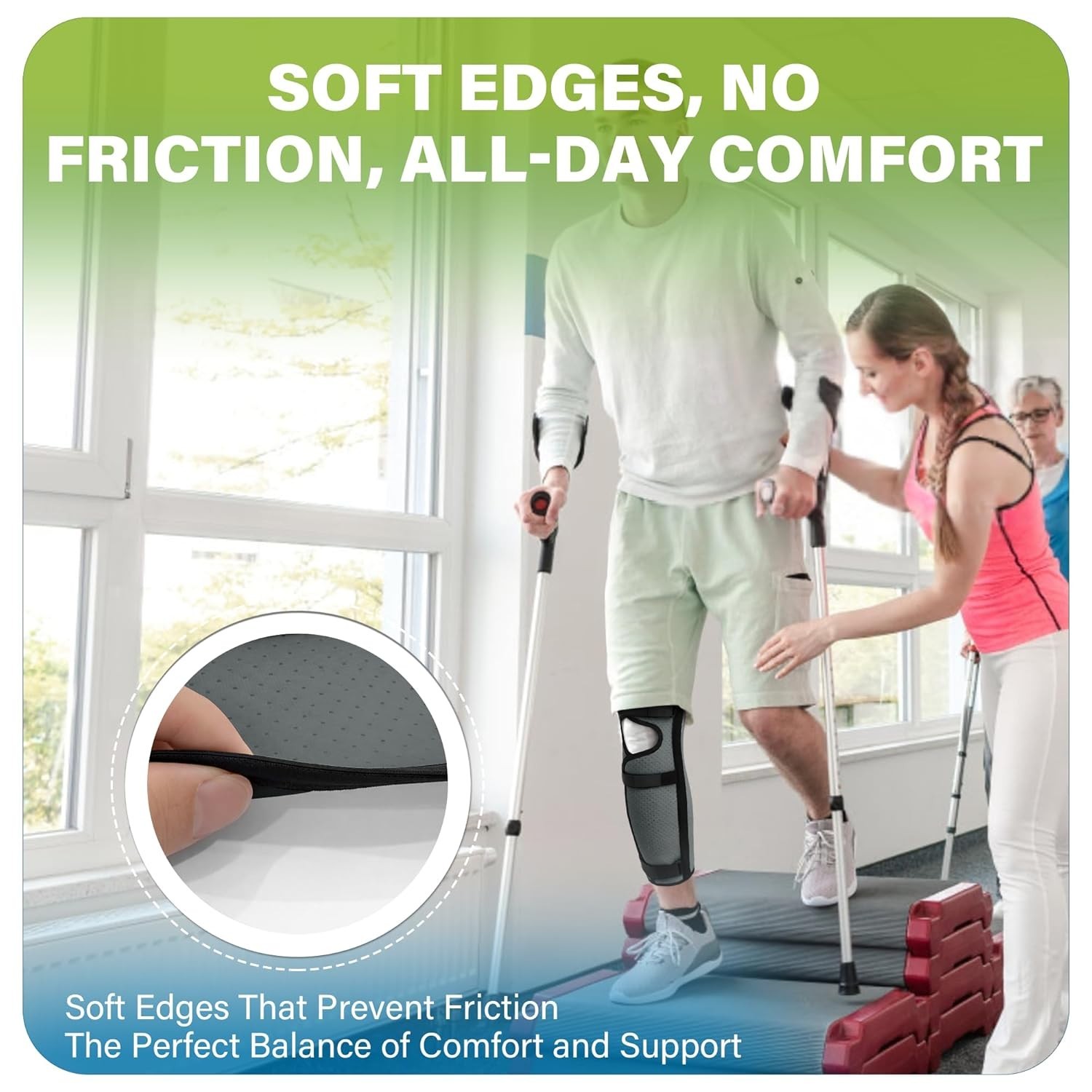 Full Leg Brace with 6 Hook-and-Loop Support Straps, 23″