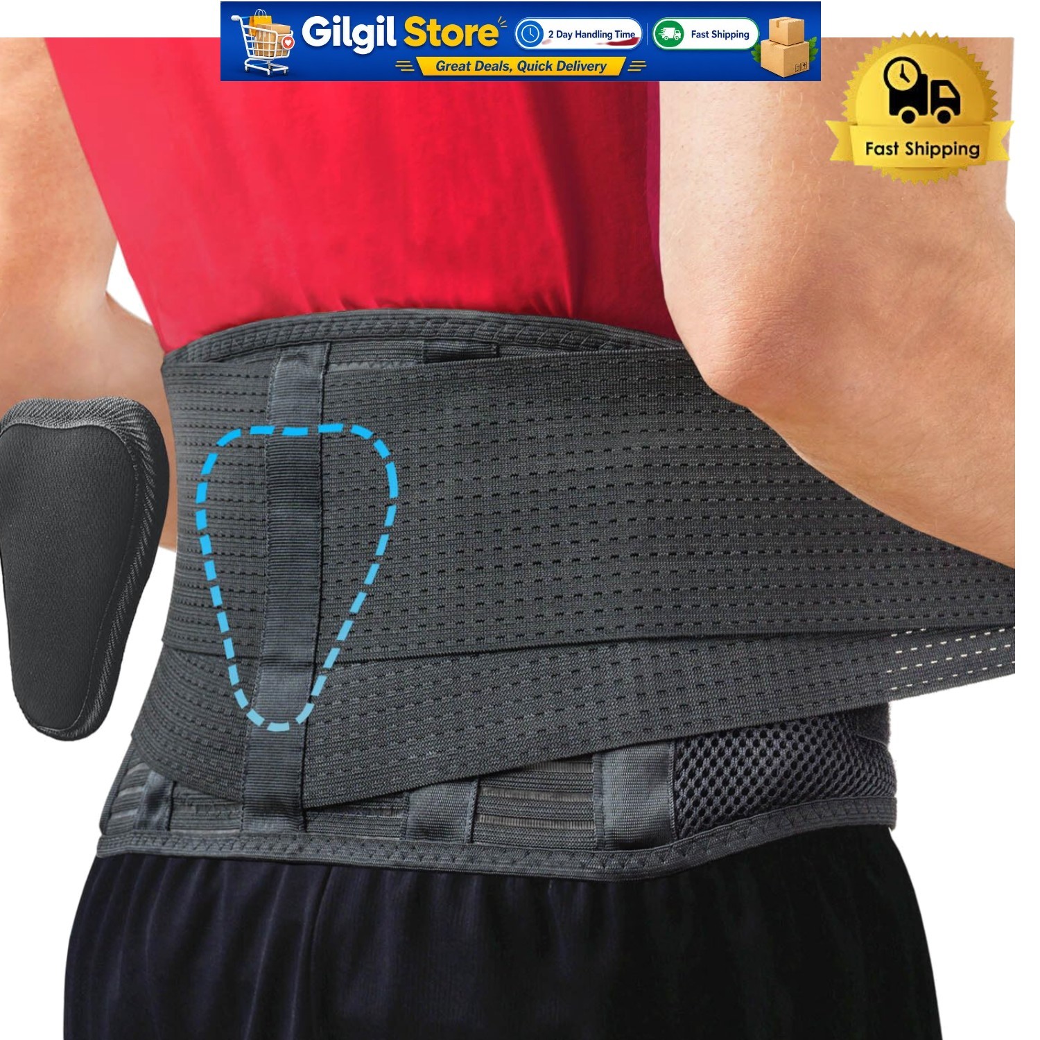 Medium Black Back Brace for Back Pain – Supportive & Comfortable for Daily Use