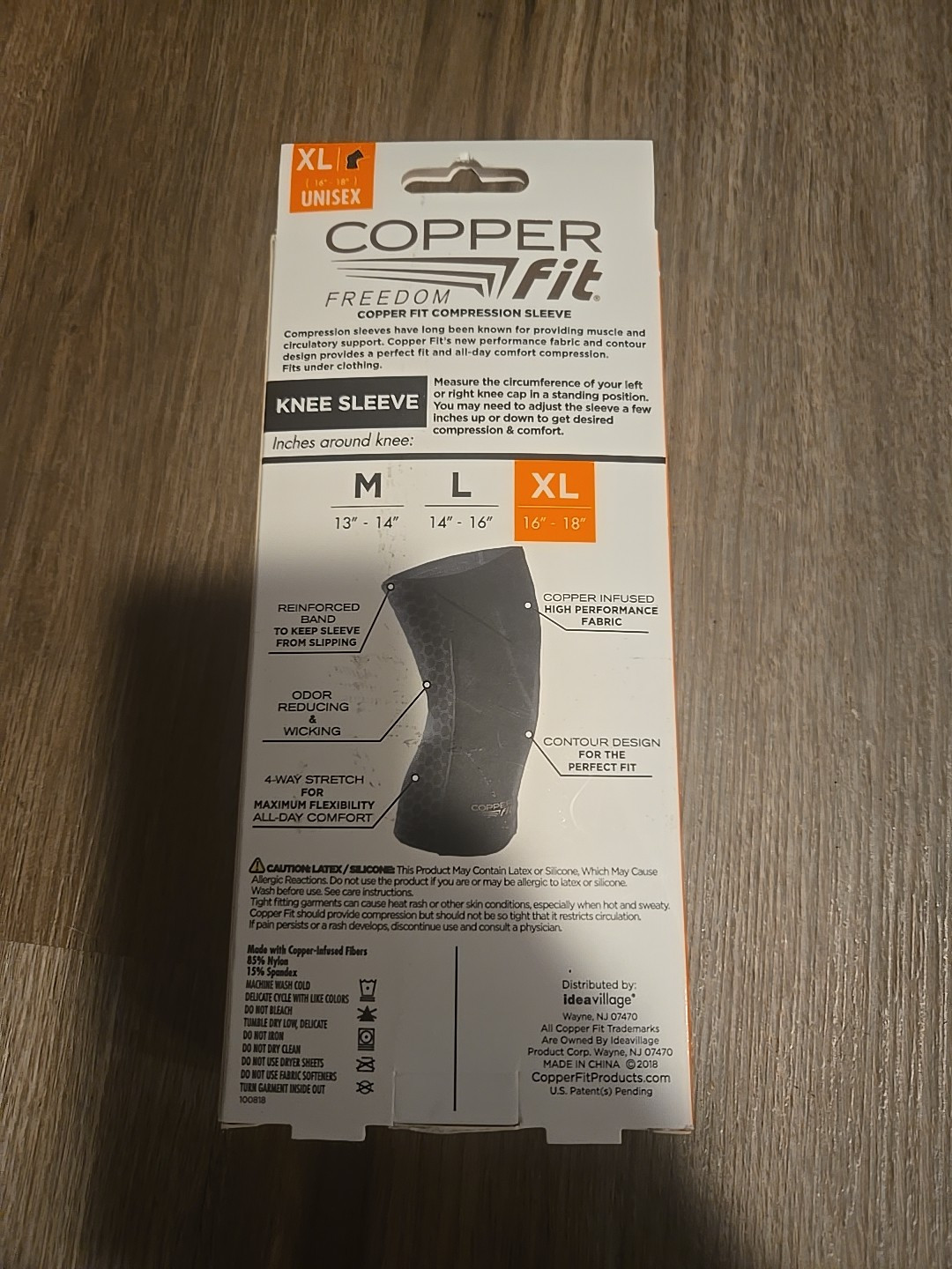 Copper Fit Original-Freedom-Compression Infused Knee Sleeve XL Unisex: 16”-18”