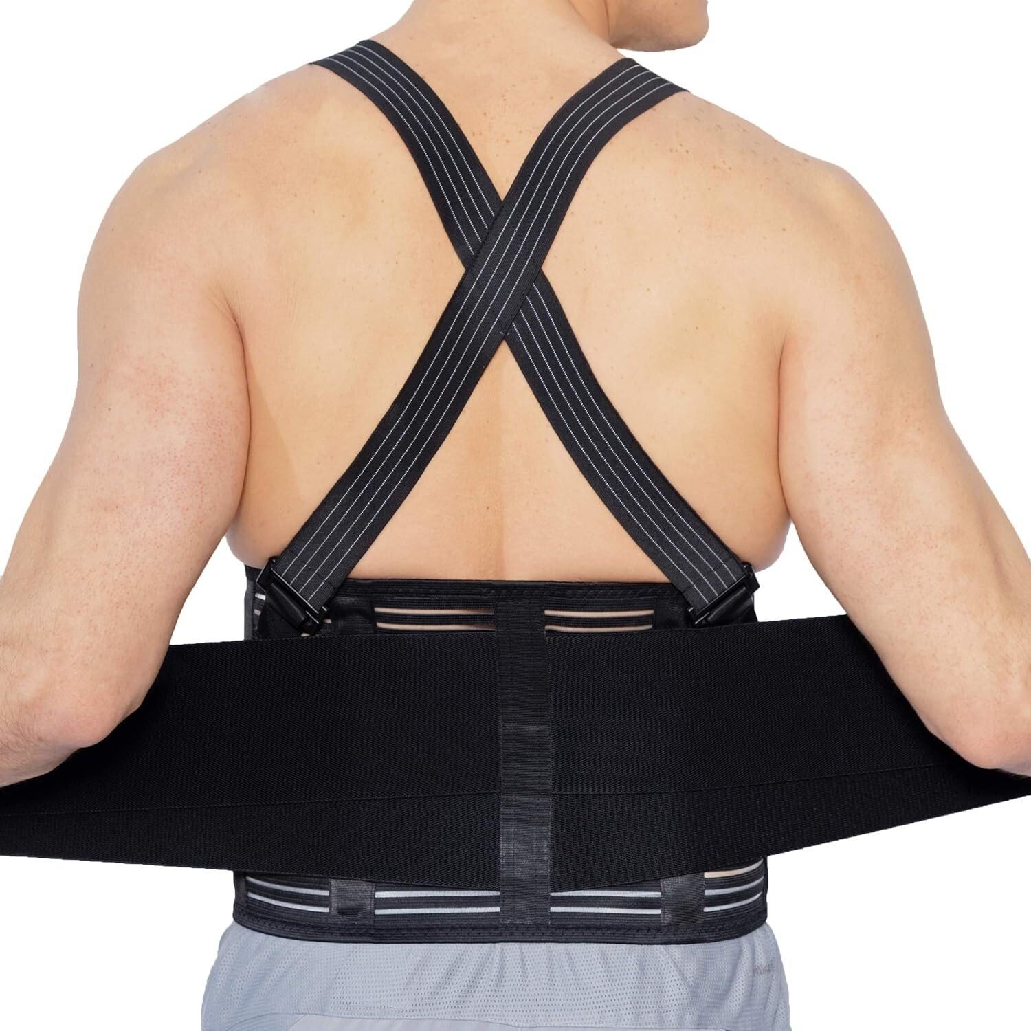 NeoTech Care Adjustable Back Brace Lumbar Support Belt with Suspenders LARGE
