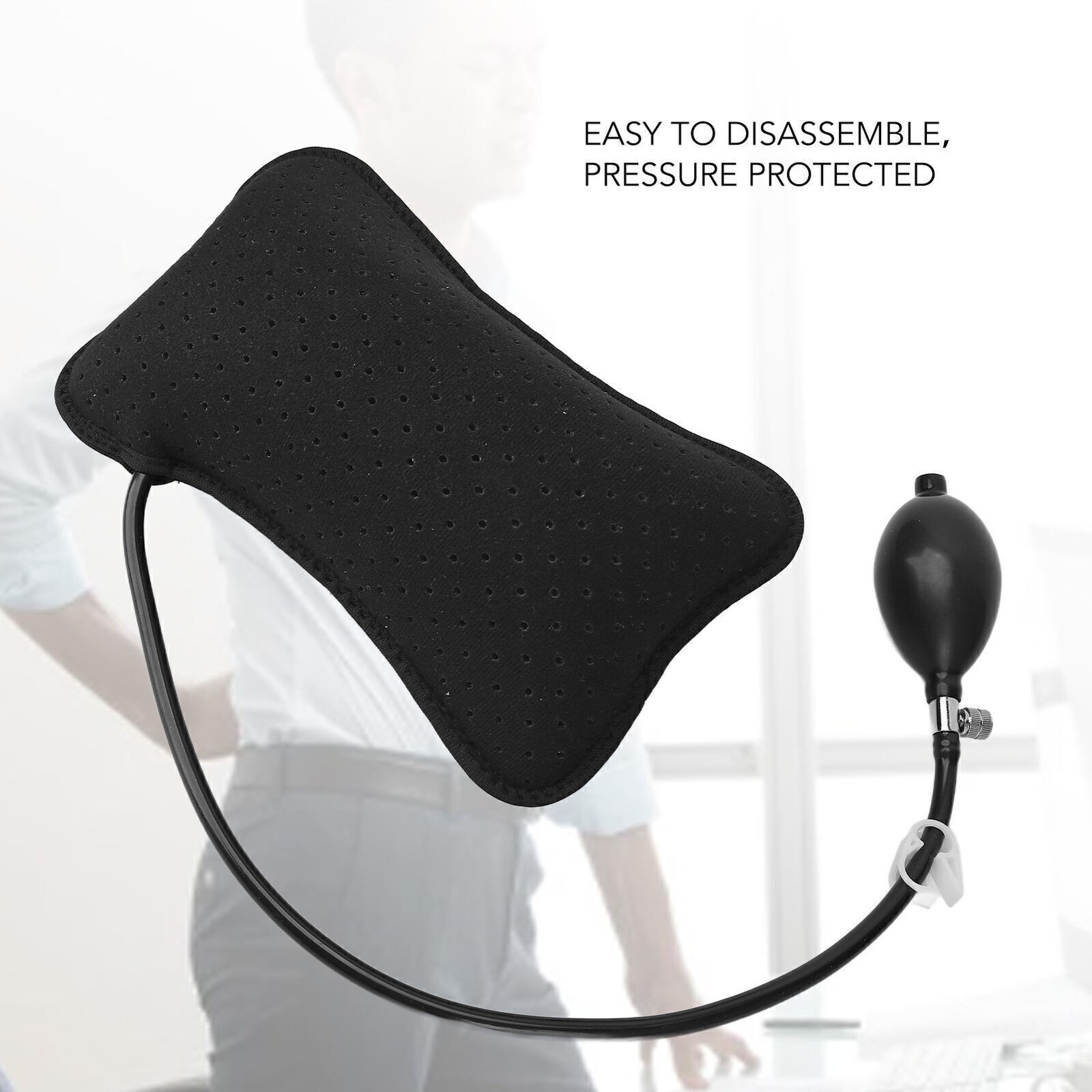 Inflatable Lumbar Support Pillow Manual Press Type Adjustable Lower Back Cushion