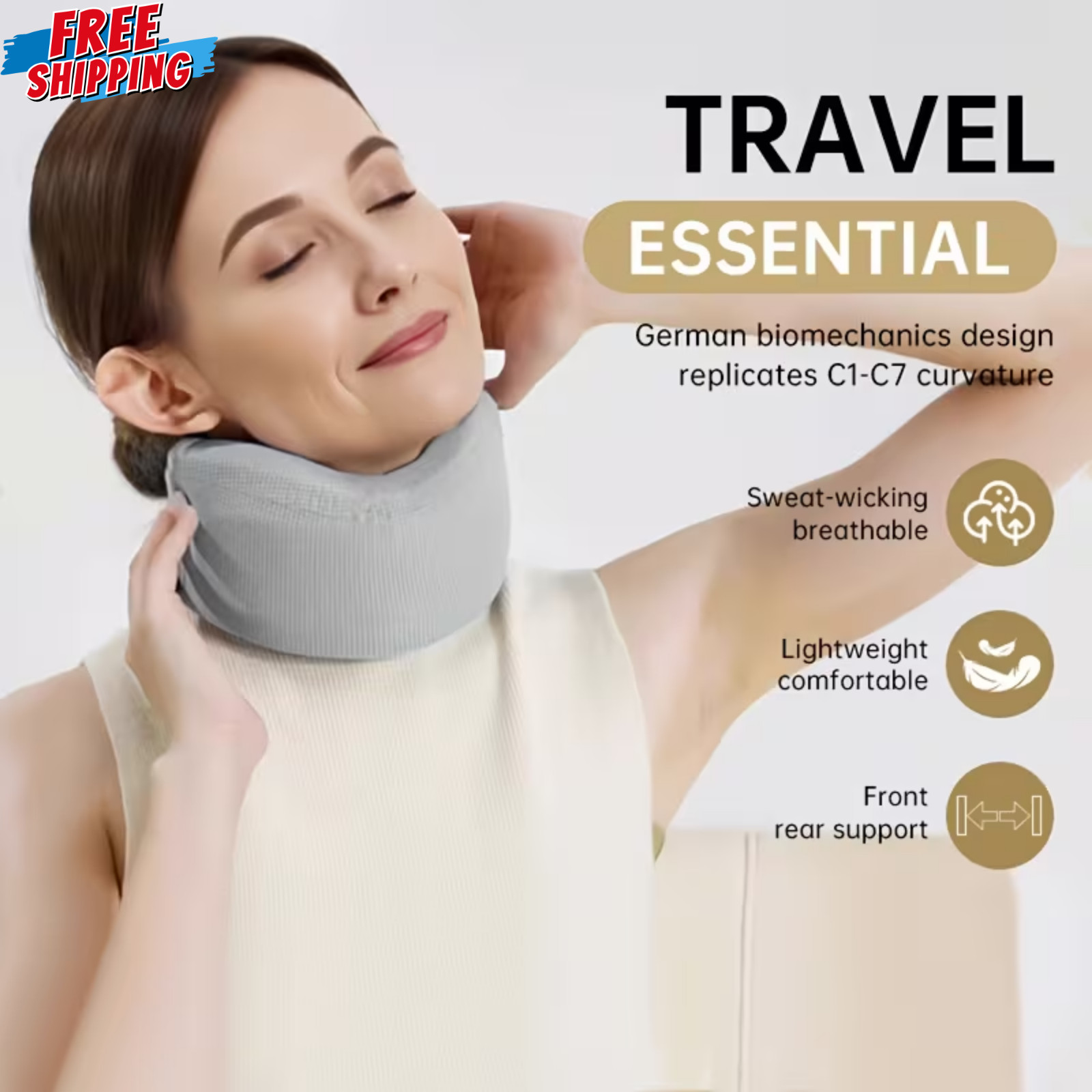 Adjustable Soft Cervical Neck Collar Foam Brace Support Breathable Gray