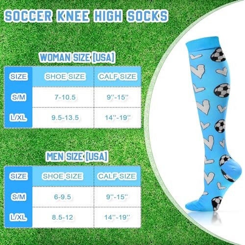 3 Pairs Soccer Novelty Sports Hearts Small-Medium Rose Red, Sky Blue, Orange