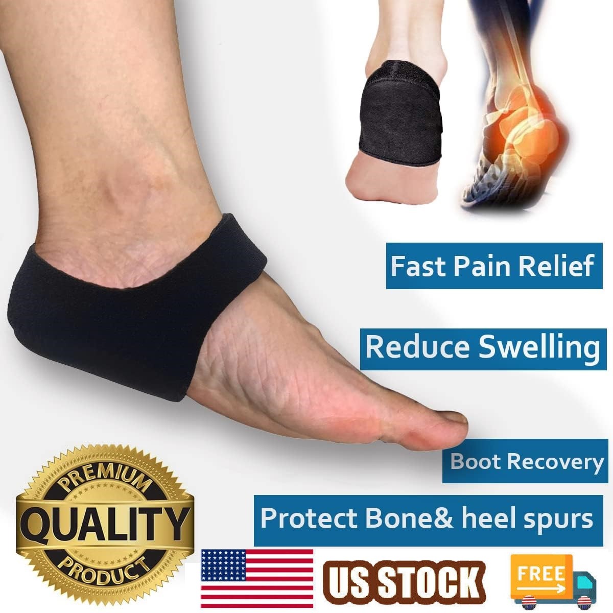 Gel Heel Cushion Support for Plantar Fasciitis, Heel Pain & Achilles Tendinitis