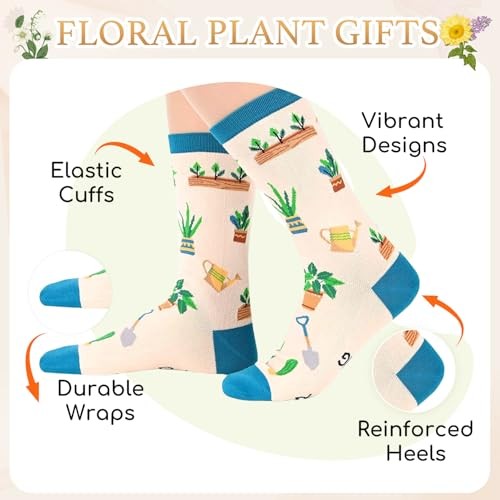 Plant Gifts – Funny Sunflower Plant Socks, Gardening Gifts for Garden Blue