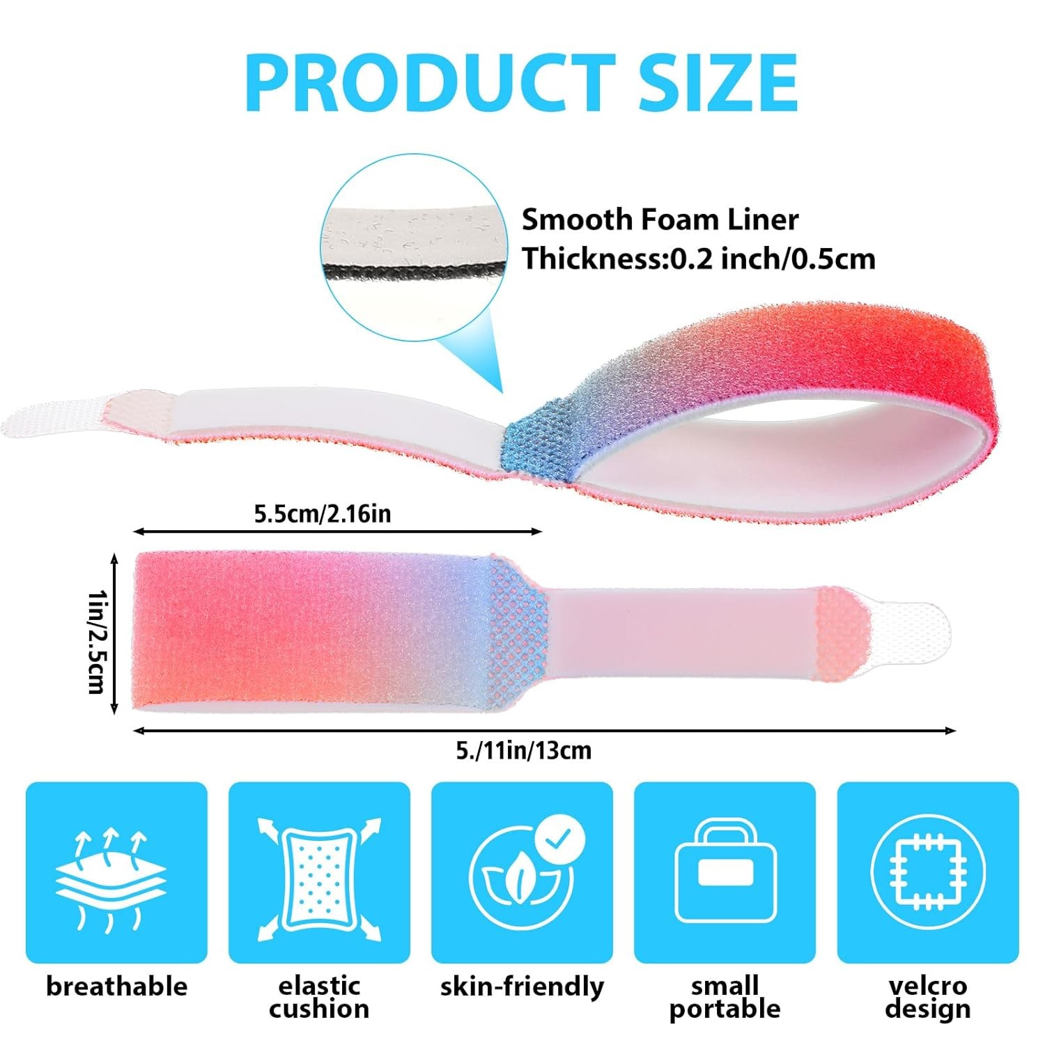 10 Pcs Buddy Tape Finger Straps, Washable Wraps With Gradient