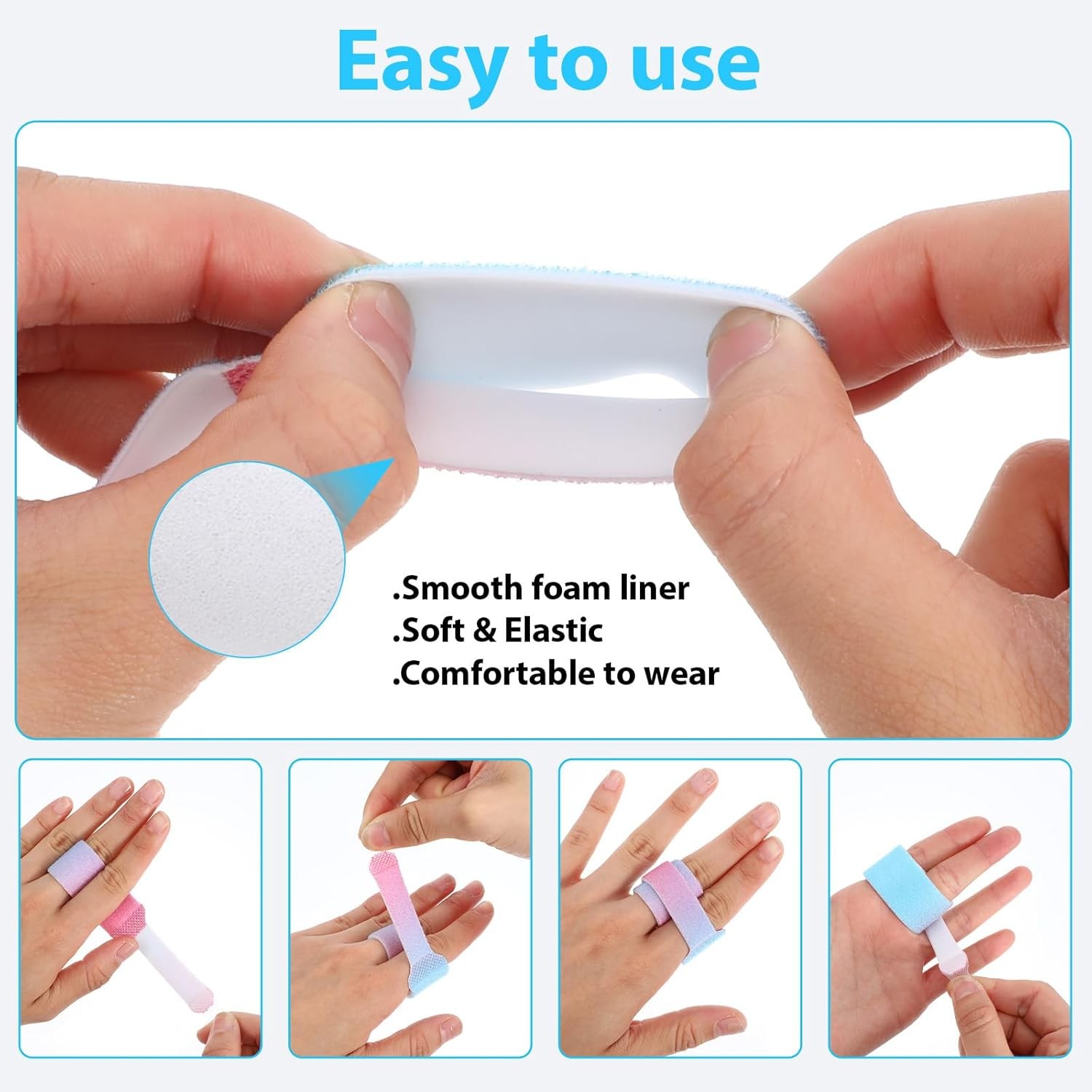 10 Pcs Buddy Tape Finger Straps, Washable Wraps With Gradient