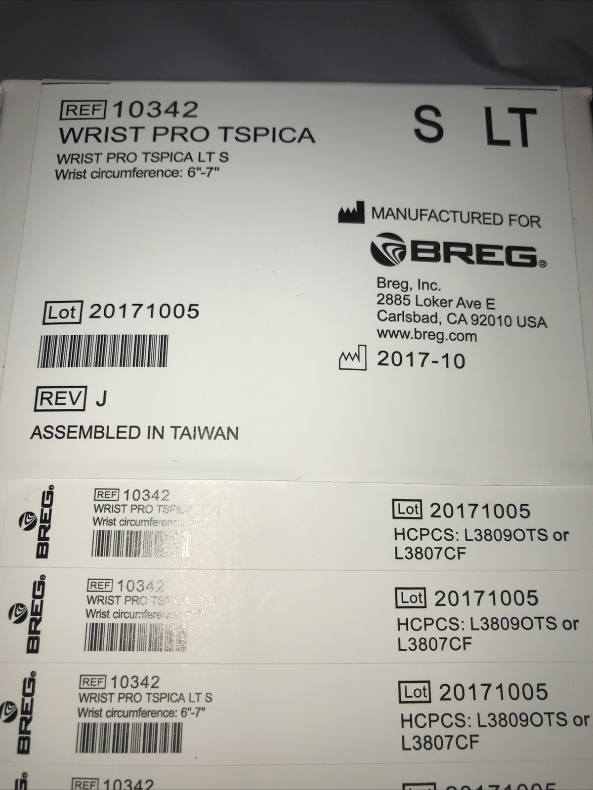 Breg Wrist Pro Brace With Thumb Spica,SMALL-LEFT . New ! Wrist Brace. 10342