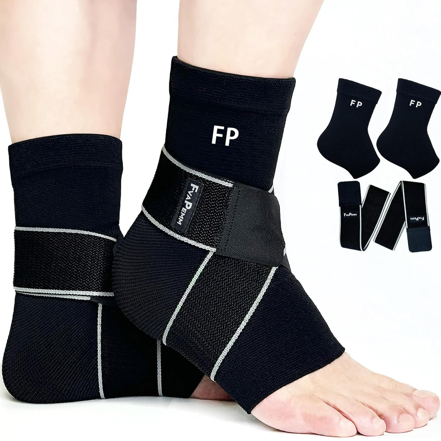 Ankle Support Brace for Women Men, 1 Pair Achilles Tendonitis Brace for Plantar