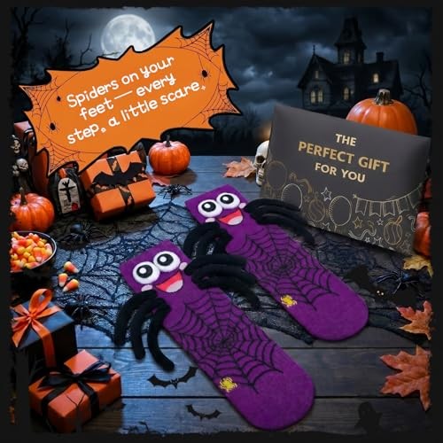 Funny Halloween Socks for Women Men Crazy 3D Spooky Bat Spider Socks for