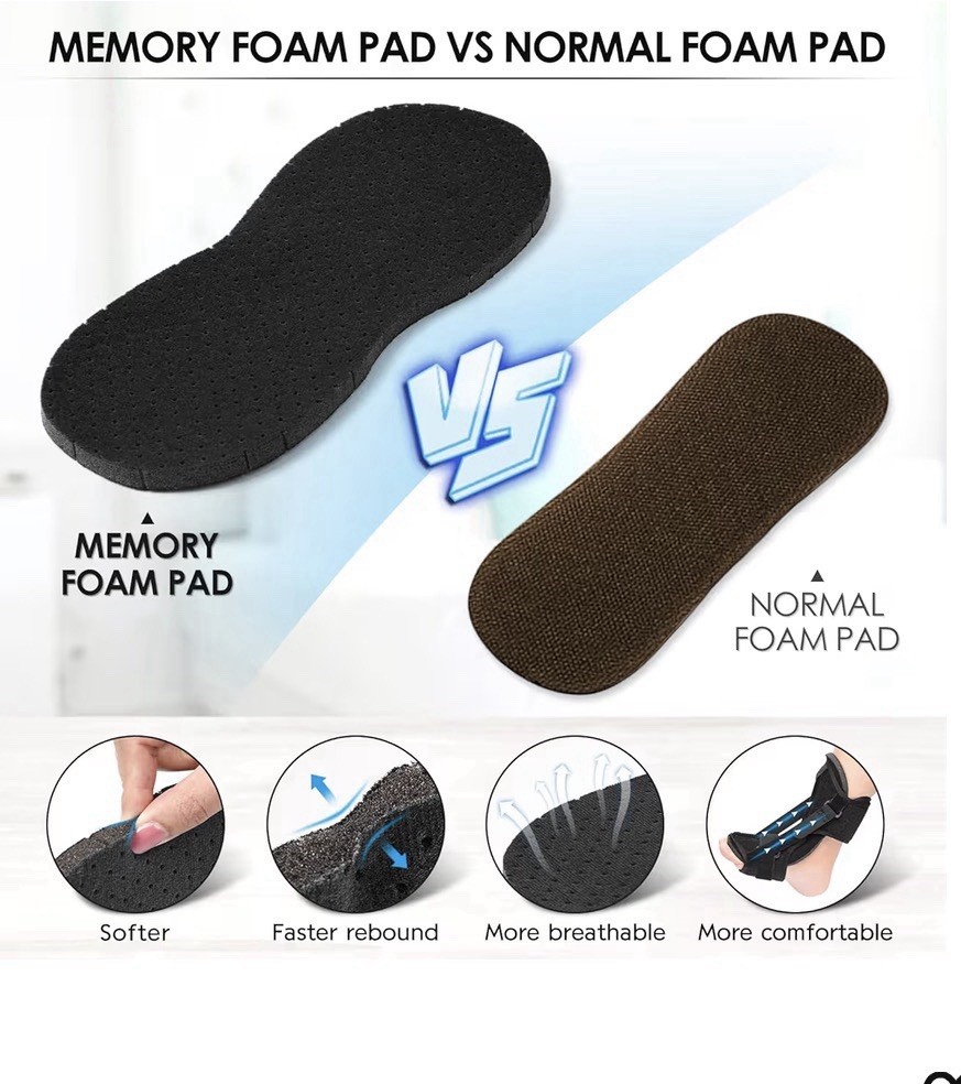 Adjustable Night Splint Plantar Fasciitis Foot/Ankle Memory Foam Aluminum Black