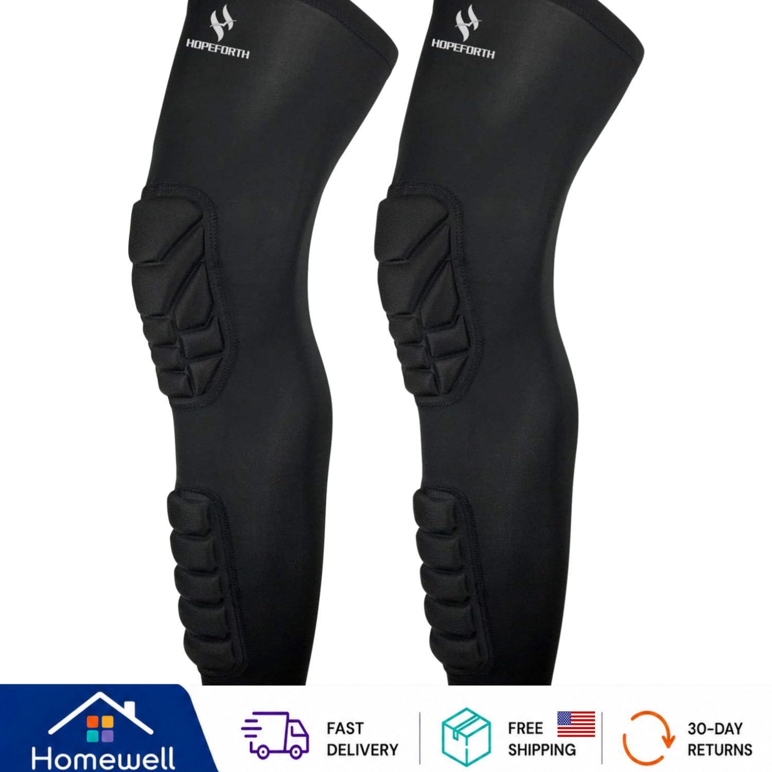 Unisex Compression Leg Sleeves with Extra Padding – 2 Pack for Athletic Use