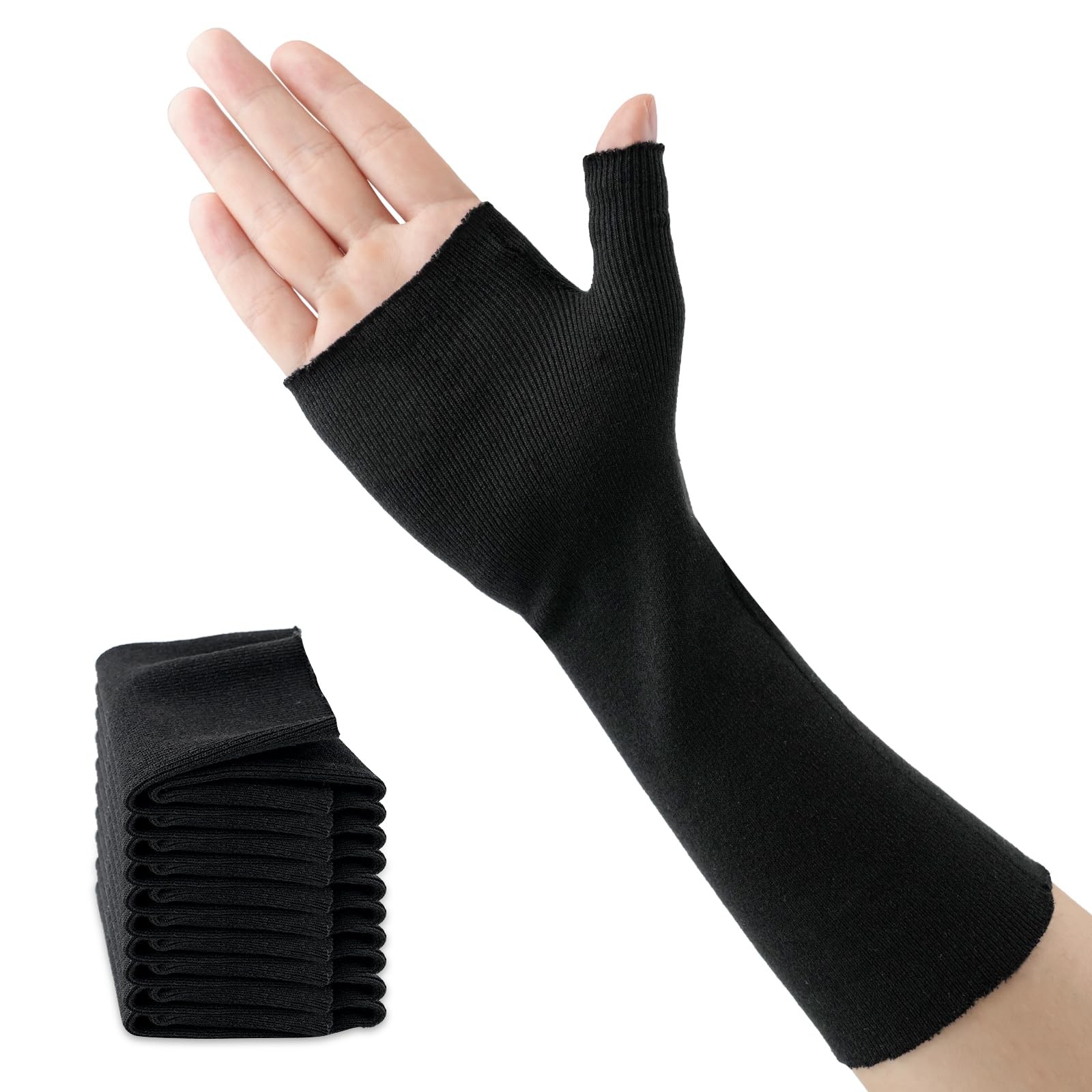 Velpeau Hand Socks for Splint (Pack of 10), Elastic Cotton Medium, Black