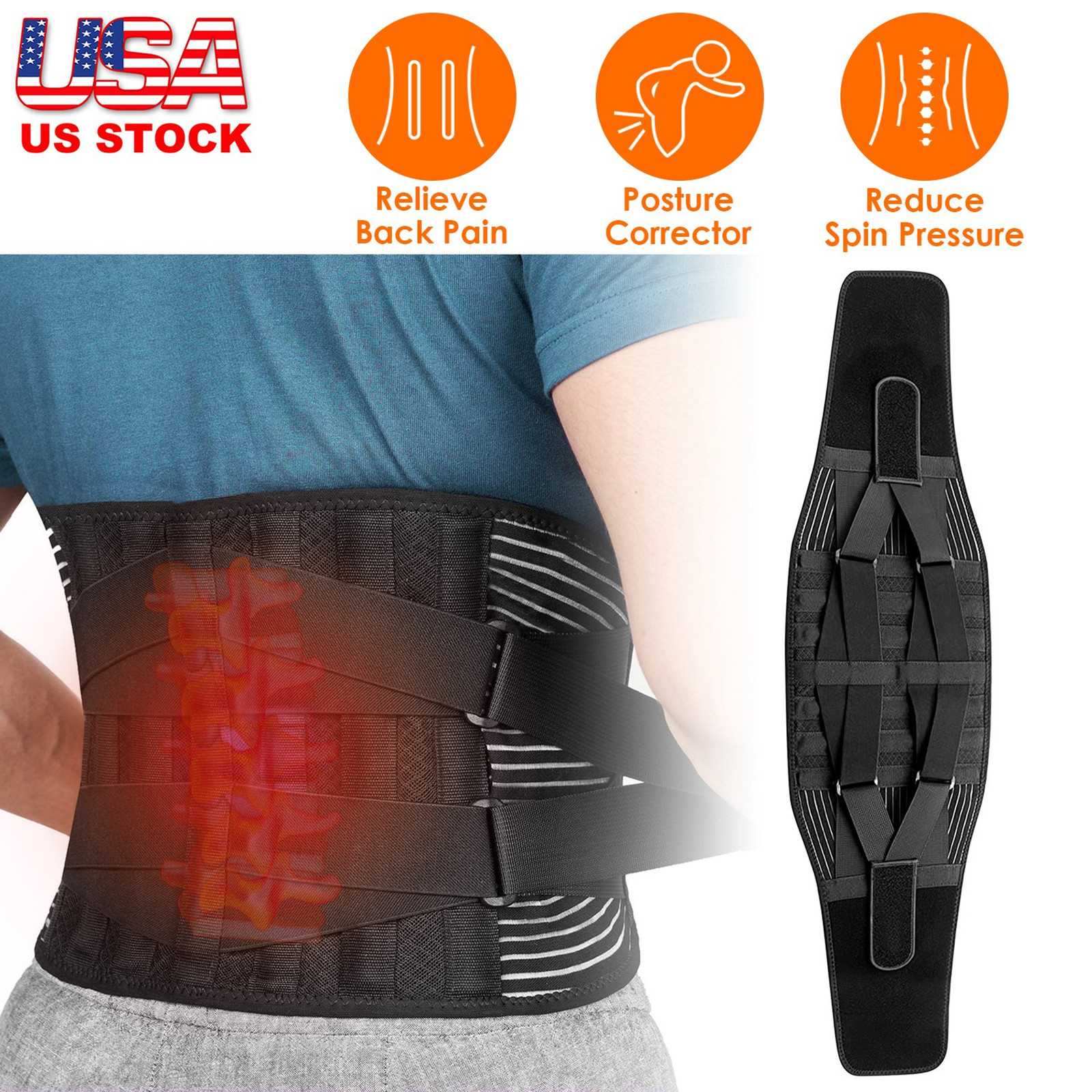 Back Support Brace Breathable Mesh Lumbar