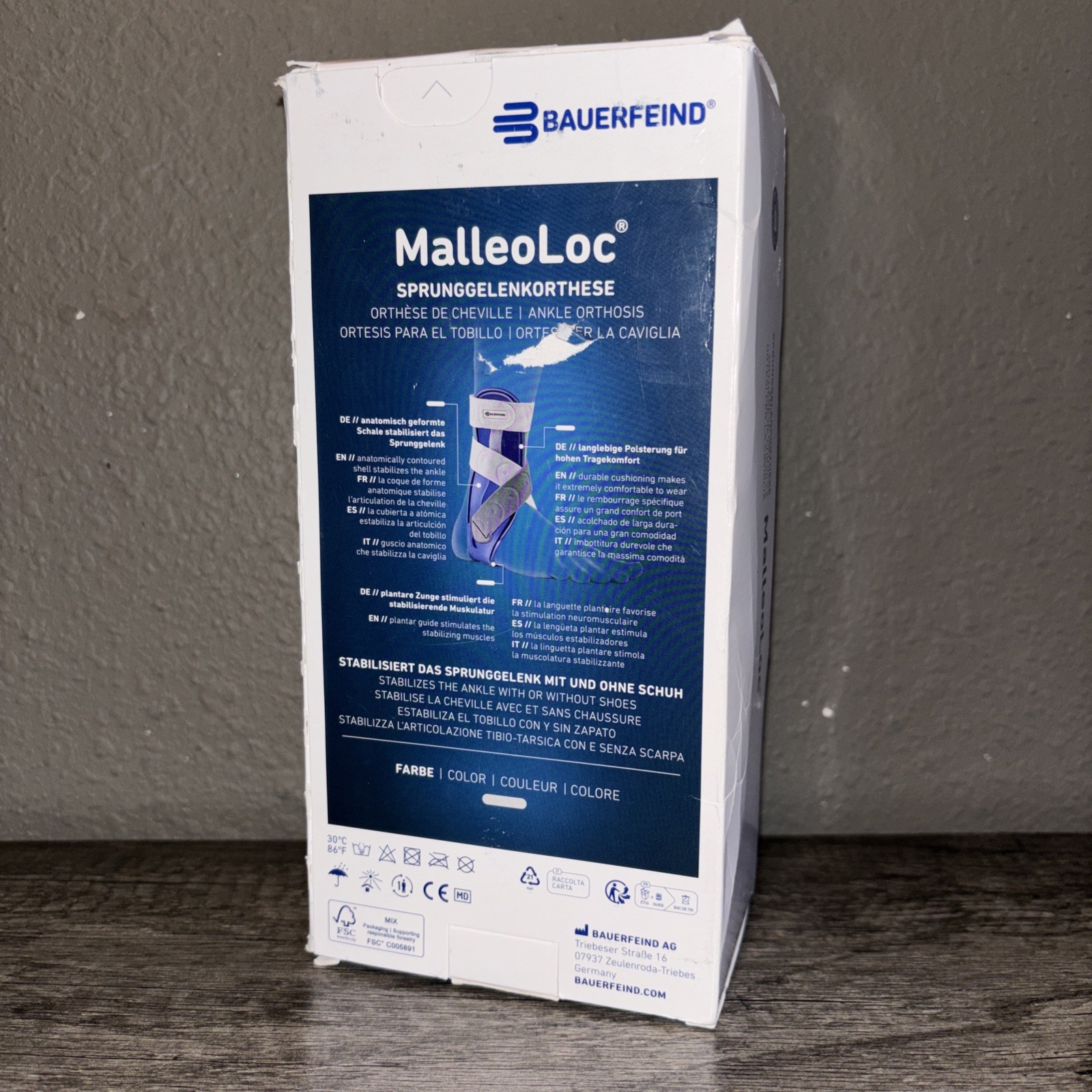 Bauerfeind MalleoLoc Ankle Splint Stabilizer Support For Left Ankle Size 1