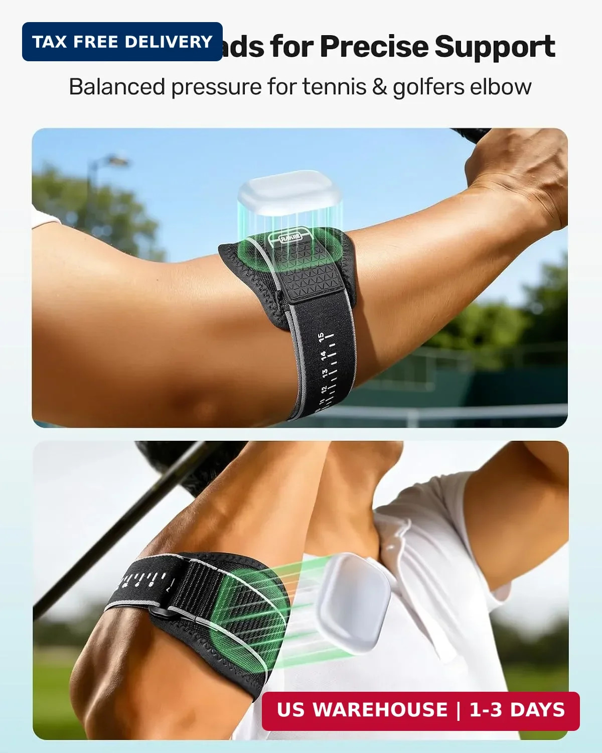 Upgraded Tennis Elbow Brace for Men Women with 2 Silicone Pads Support for Sport