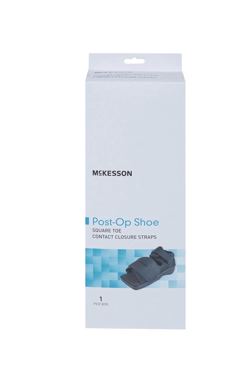 McKesson Black Post-Op Shoe Medium Contact Closure Straps 155-79-81235 Unisex