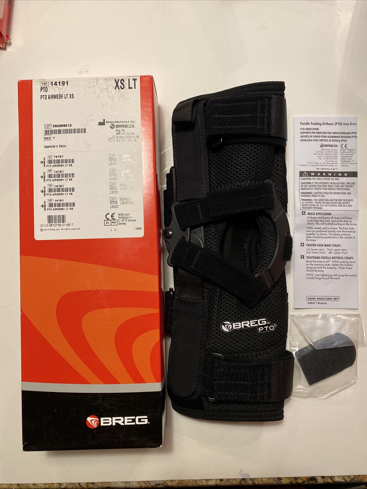 BREG #14191 PTO Left Knee Brace Airmesh XS 12-15″ (30-38 CM) NIB