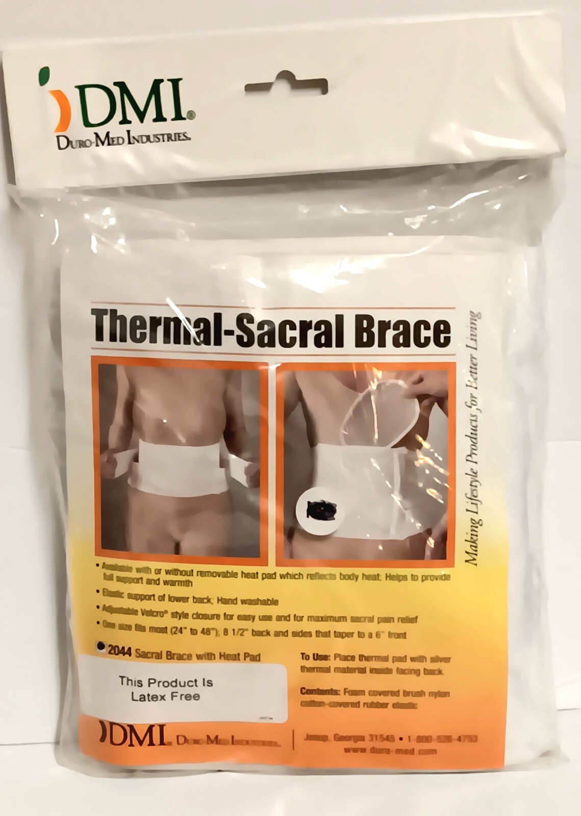 DMI Industries Support Elastic Adjustable Thermal Sacral Brace/Heat Pad 2044 New