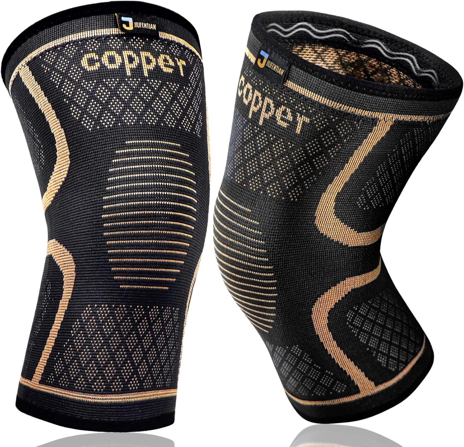Large Copper Knee Sleeves – 2 Pack Compression Support for Athletes and Recovery